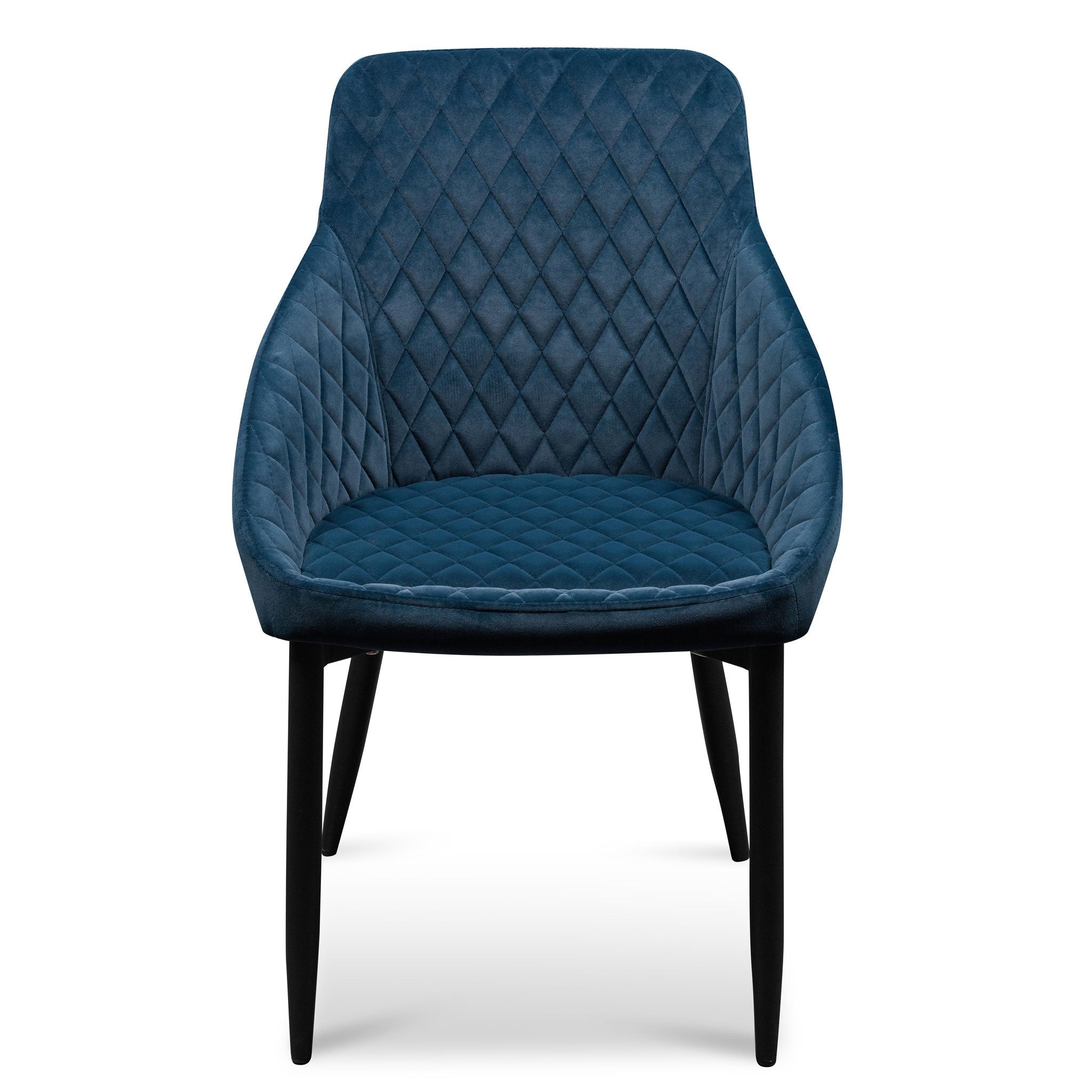 Set of 2 - Rolf Dining Chair - Navy Blue Velvet in Black Legs