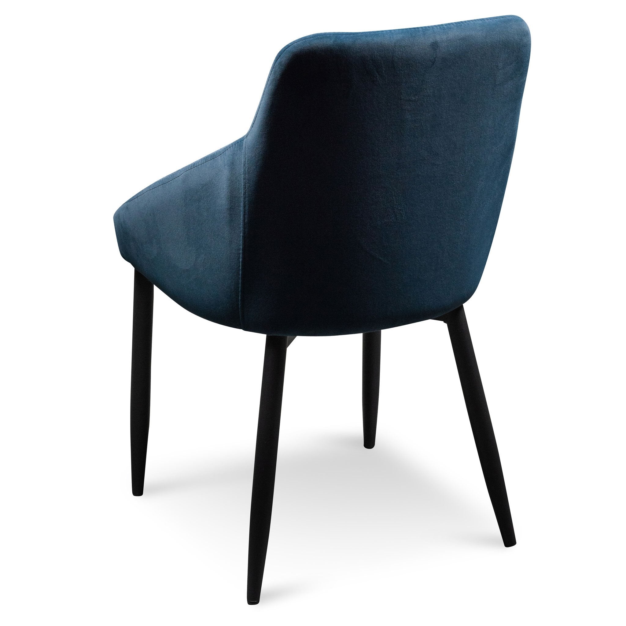 Set of 2 - Rolf Dining Chair - Navy Blue Velvet in Black Legs