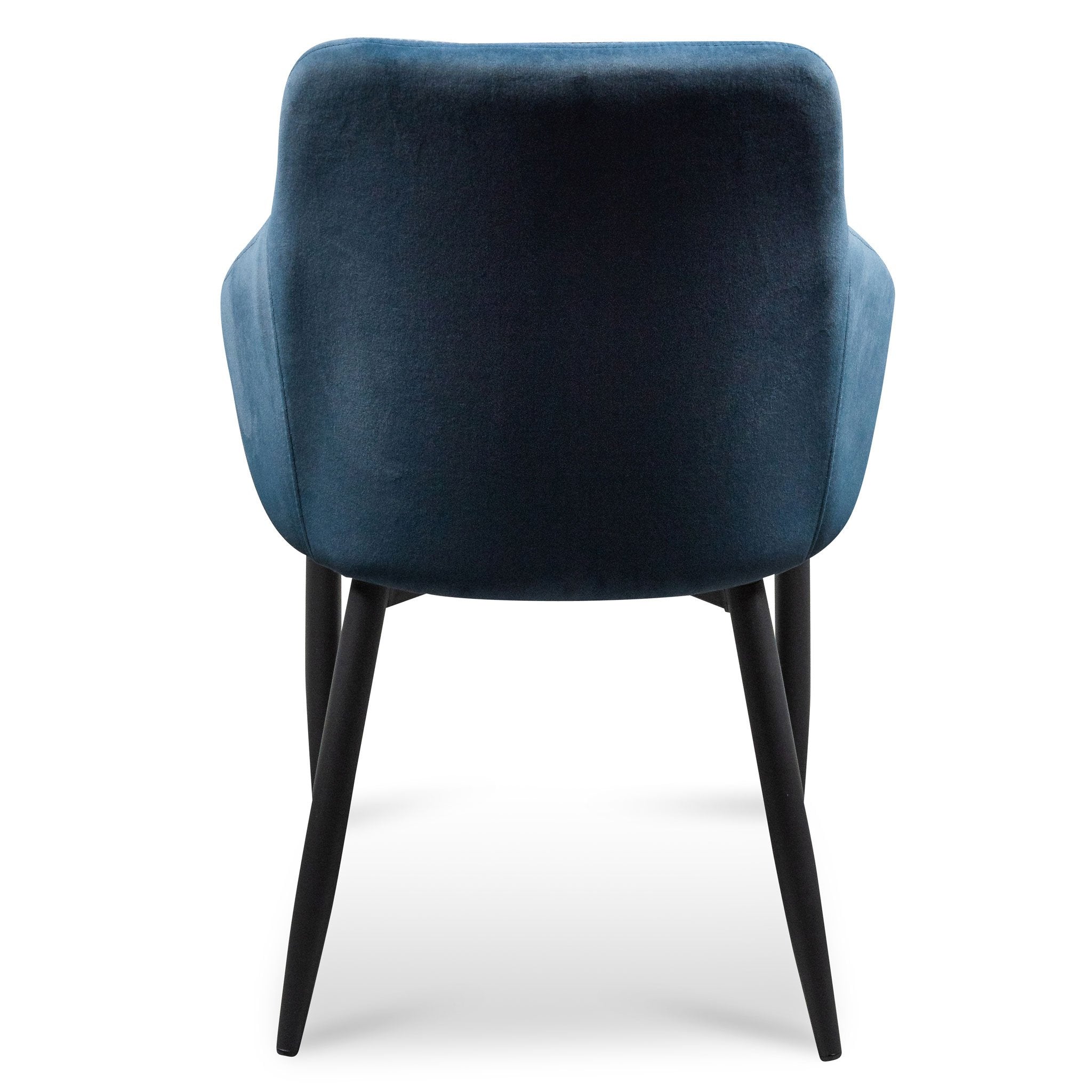 Set of 2 - Rolf Dining Chair - Navy Blue Velvet in Black Legs