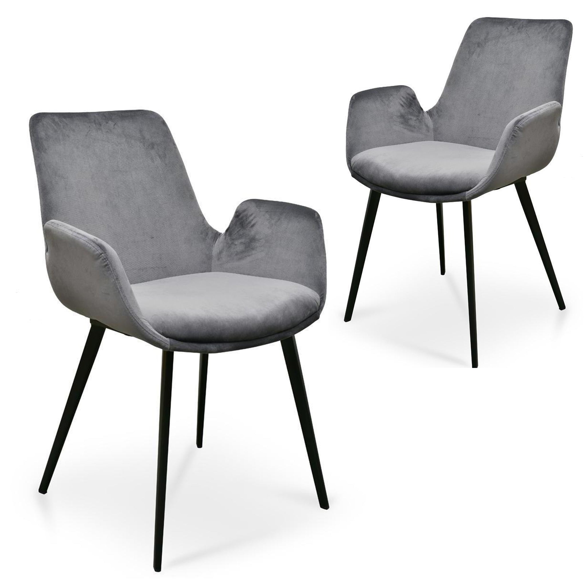 Set of 2 Alice Dining Chair - Dark Grey Velvet