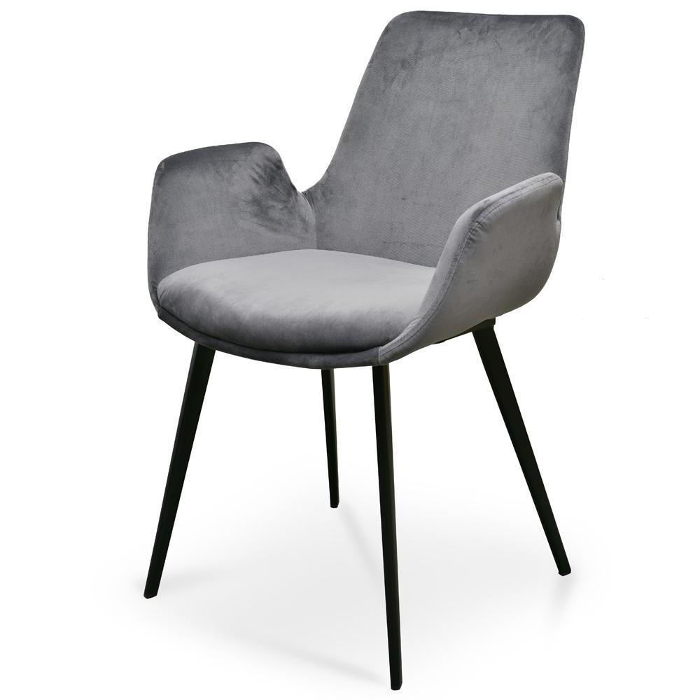 Set of 2 Alice Dining Chair - Dark Grey Velvet