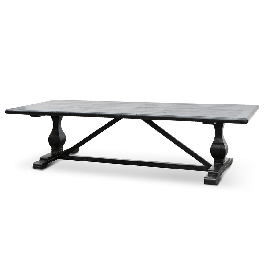3m Reclaimed Dining Table - Black- 120cm (W) - Thick Top