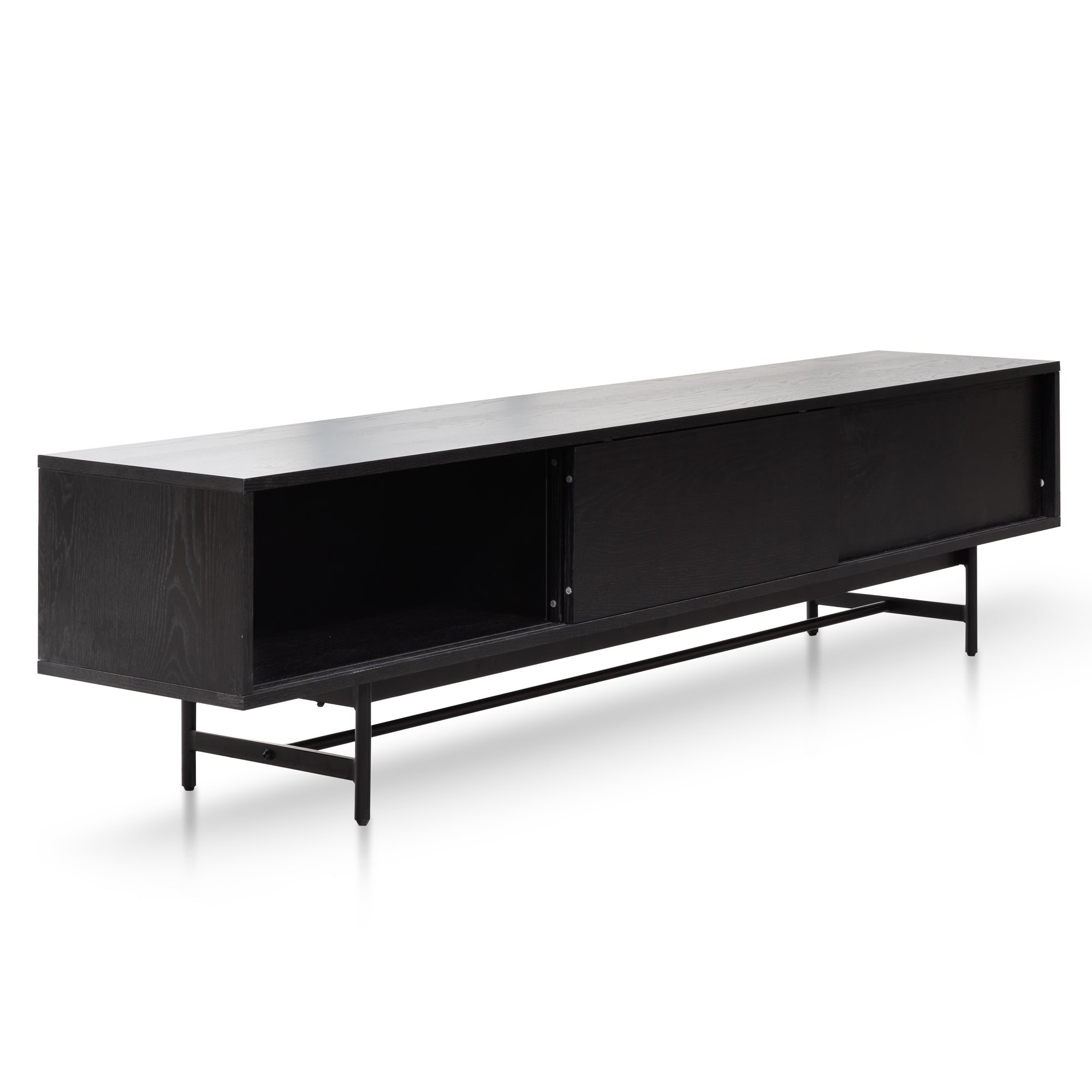 2.1m Wooden Entertainment TV Unit - Full Black