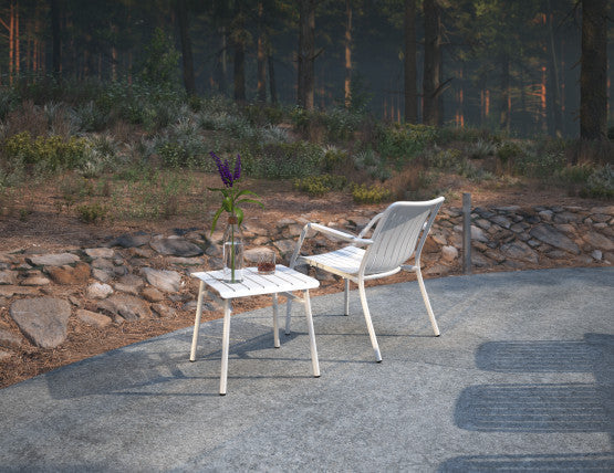 Roku Outdoor Low Stool Footrest in Matt White