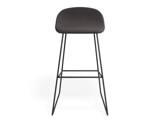 Pop Stool - Black Frame and Fabric Grey Seat - 65cm Kitchen Bench Seat Height