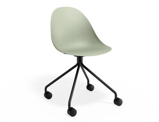 Pebble Chair Mint Green with Shell Seat - Pyramid Fixed Base with Castors - Black