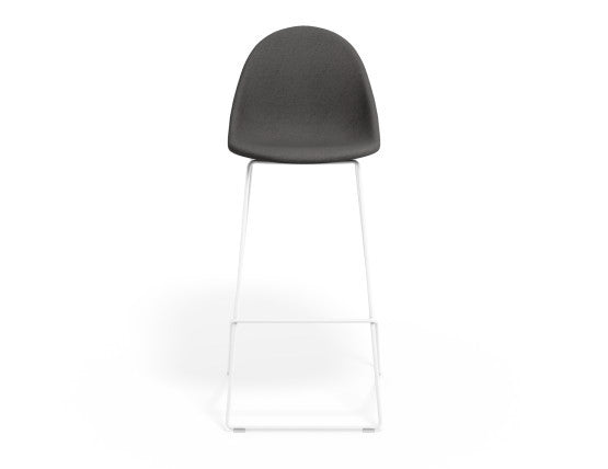 Pebble Fabric Grey Upholstered Stool - Counter Stool 65cm Seat Height - White Base