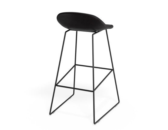 Pop Stool - Black Frame and Upholstered Vintage Black Seat - 65cm Kitchen Bench Seat Height