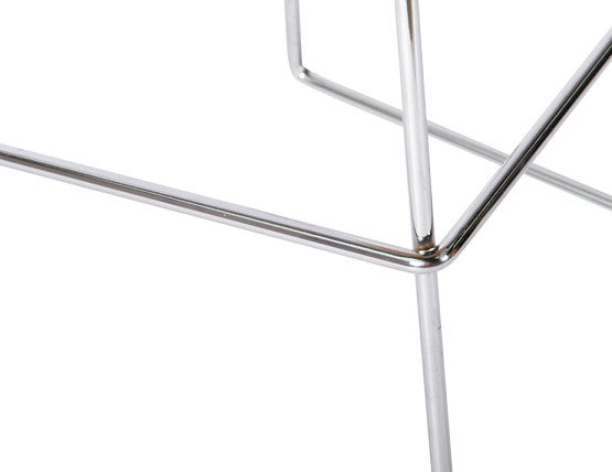Hugo Low Stool - Chrome -  Natural Seat