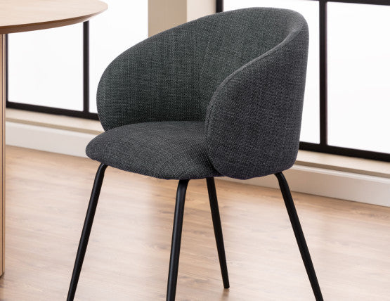 Henley Dining Chair - Black Legs - Anthracite Fabric