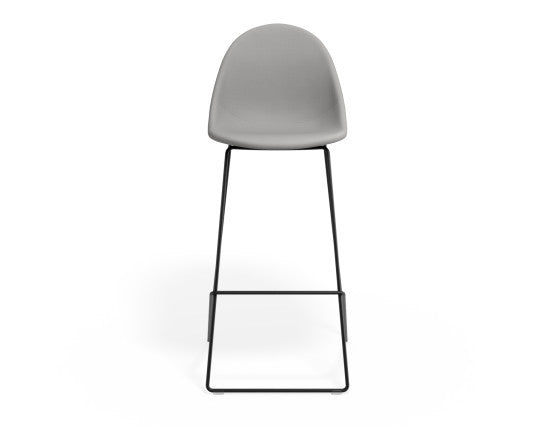 Pebble Fabric Light Grey Upholstered Stool - Counter Stool 65cm Seat - White Frame