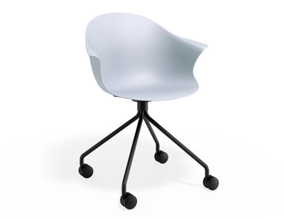Pebble Armchair Pale Blue with Shell Seat - Pyramid Fixed Base