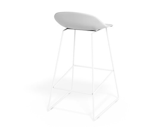 Pop Stool - White Frame and Shell Seat  - 65cm Kitchen Bench Seat Height