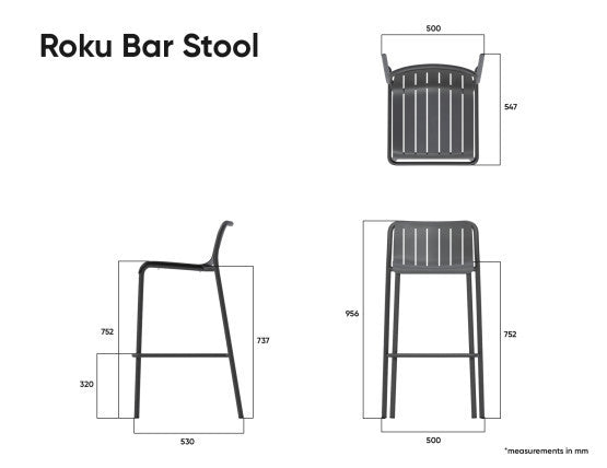 Roku Outdoor Bar Stool in Matt Charcoal