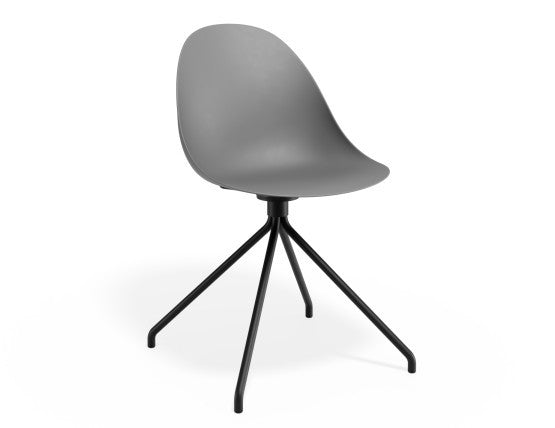 Pebble Chair Grey with Shell Seat - Sled Stackable Base - Black