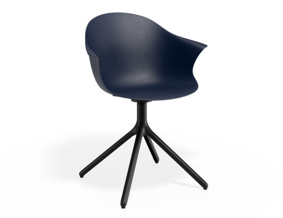 Pebble Armchair Navy Blue with Shell Seat - Pyramid Fixed Base