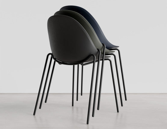 Pebble Chair Black with Shell Seat - 4 Post Stackable