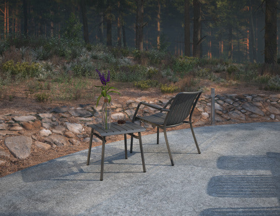 Roku Outdoor Low Stool Footrest in Matt Charcoal