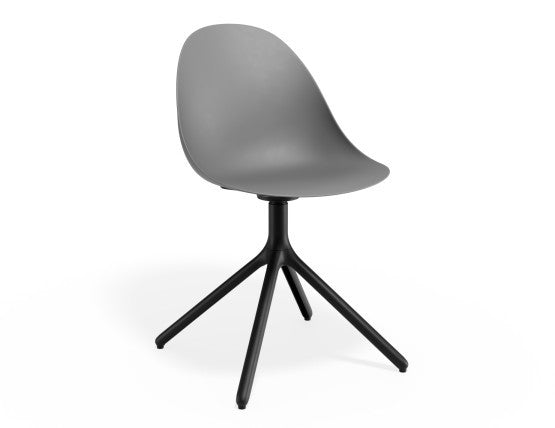 Pebble Chair Grey with Shell Seat - Sled Stackable Base - Black