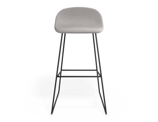 Pop Stool - Black Frame and Fabric Light Grey Seat - 65cm Kitchen Bench Seat Height