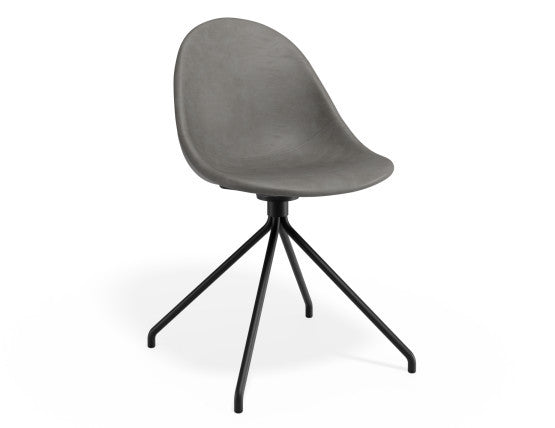 Pebble Chair Grey Upholstered Vintage Seat - 4 Post Base - White