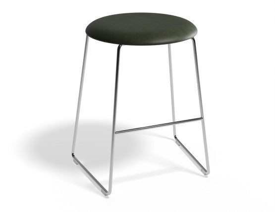 Hugo Low Stool - Chrome - Vintage PU Seat - 46cm Round / Vintage Grey PU Seat