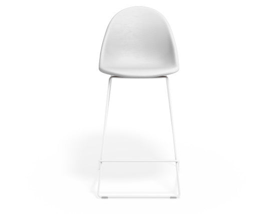 Pebble Stool White Upholstered Seat  - Counter Stool 65cm Seat - White Base