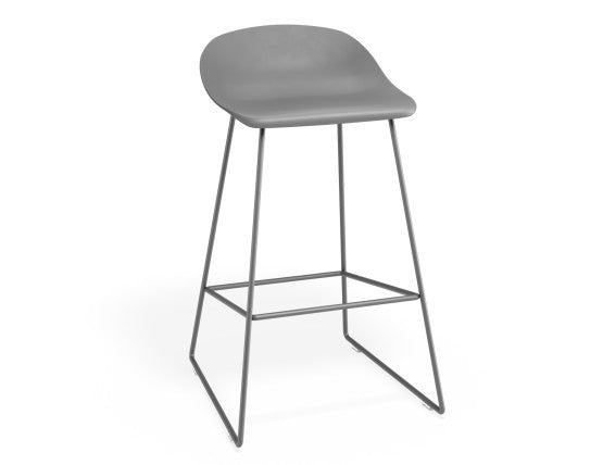 Pop Stool - Silver Grey Frame and Shell Seat  - 65cm Kitchen Bench Seat Height