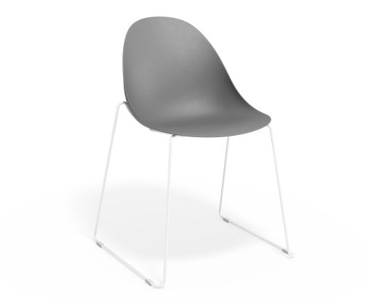 Pebble Chair Grey with Shell Seat - Sled Stackable Base - Black