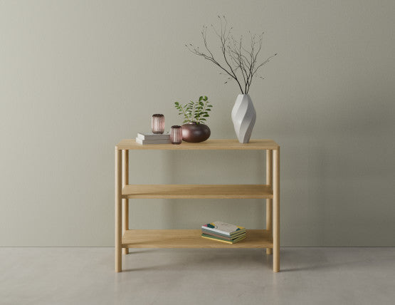Nordica Small Bookshelf - 2 Tier - Solid Oak