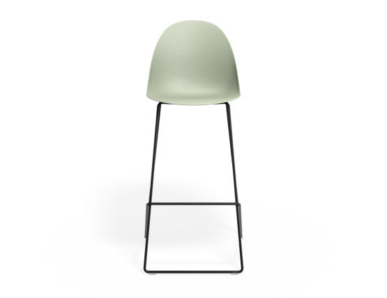 Pebble Mint Green Stool Shell Seat - Bar Stool 75cm Seat - White Base