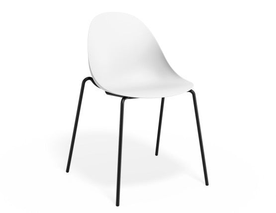 Pebble Chair White with Shell Seat - Sled Stackable Base - White