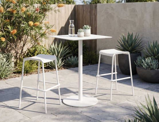Roku High Bar Table - Outdoor - White - 65 x 65cm Table Top