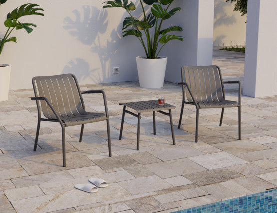 Roku Outdoor Low Stool Footrest in Matt Charcoal