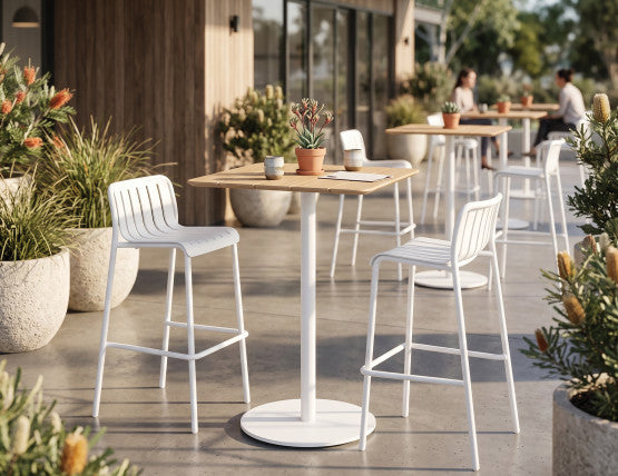 Roku Outdoor Bar Stool in Matt White