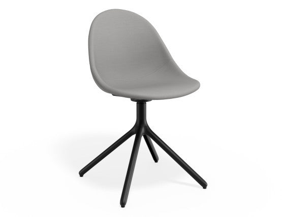 Pebble Fabric Light Grey Upholstered Chair - Pyramid Fixed Base - Black