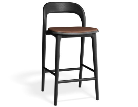 Mia Stool - Black with Pad - 66cm Seat Height Vintage Tan Vegan leather Seat Pad