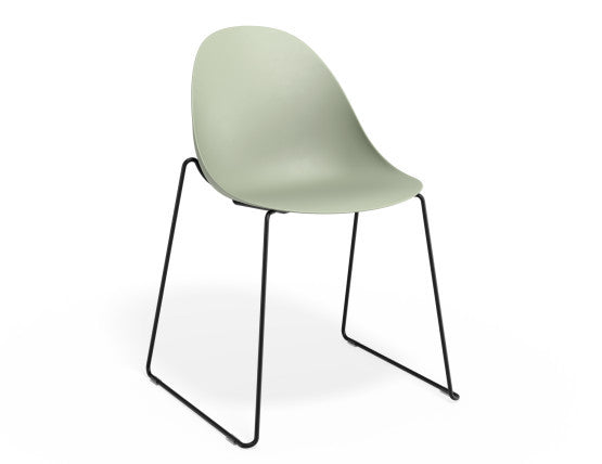 Pebble Chair Mint Green with Shell Seat - Pyramid Fixed Base with Castors - Black