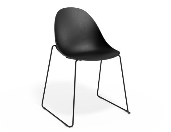Pebble Chair Black with Shell Seat - 4 Post Stackable