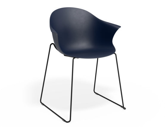 Pebble Armchair Navy Blue with Shell Seat - Pyramid Fixed Base