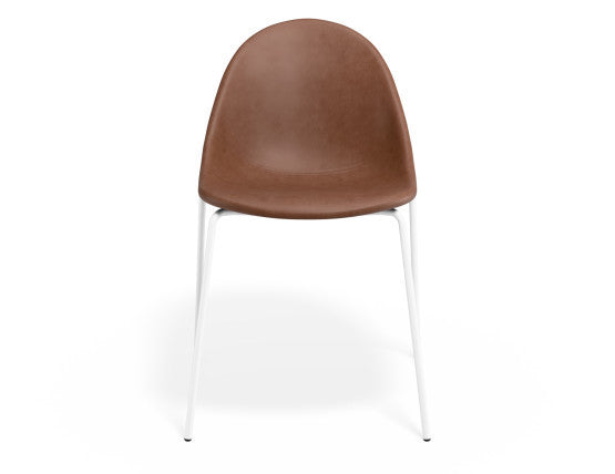 Pebble Chair Tan Upholstered Vintage Seat - Pyramid Fixed Base - Black