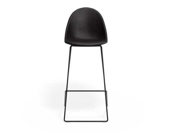 Pebble Stool Black Upholstered Vintage Seat  - Bar Stool 75cm Seat