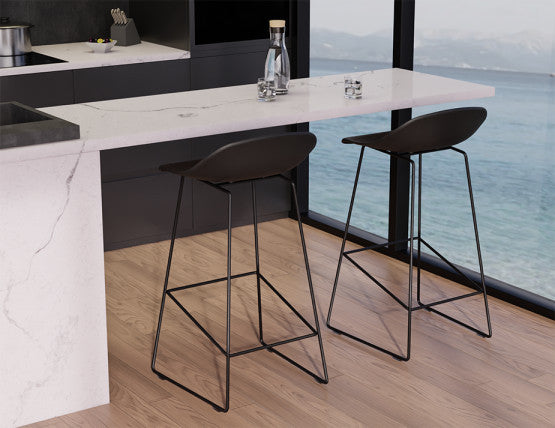 Pop - Black Frame and Black Shell Seat  - 65cm Kitchen Bench Seat Height