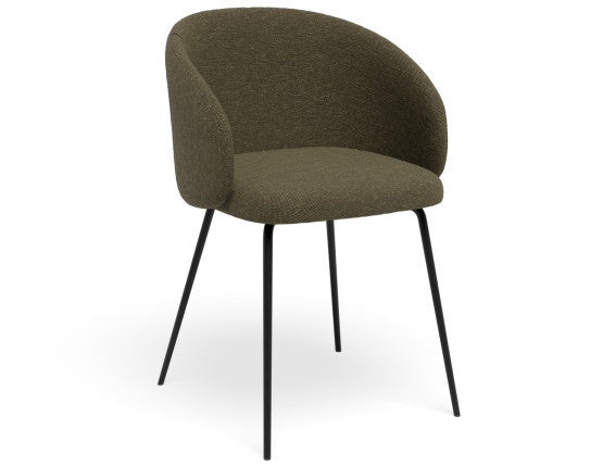Henley Dining Chair - Black Legs - Forest Green Fabric