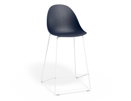 Pebble Navy Stool Shell Seat - Bar Stool 76cm Seat Height - White Frame