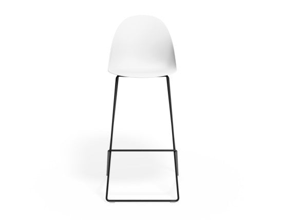 Pebble White Stool Shell Seat - Bar Stool 75cm Seat Height - Black Frame