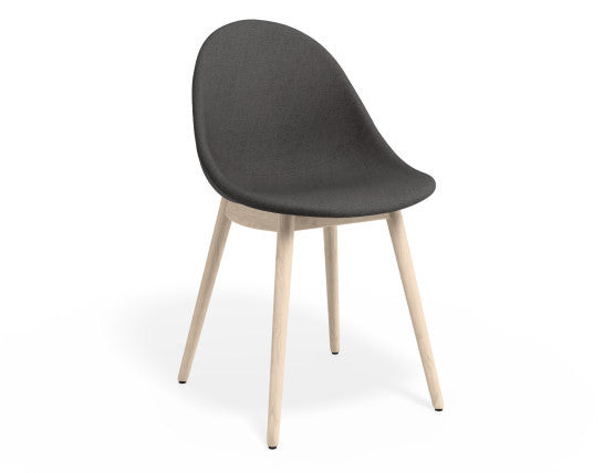Pebble Fabric Dark Grey Upholstered Chair - Pyramid Fixed Base with Castors - Black