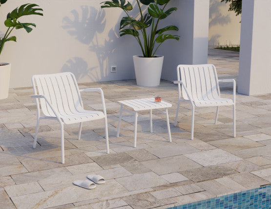 Roku Outdoor Low Stool Footrest in Matt White