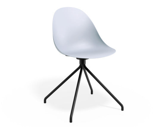 Pebble Chair Pale Blue with Shell Seat - Sled Stackable Base - Black