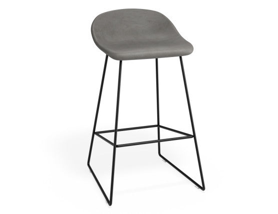 Pop Stool - Black Frame and Upholstered Vintage Grey Seat   - 65cm Kitchen Bench Seat Height